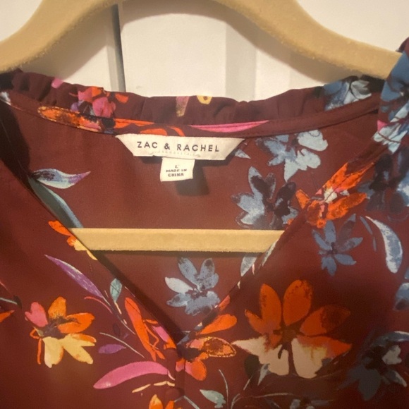 Zac & Rachel Floral Blouse - Burgundy and Multi - Picture 4 of 5